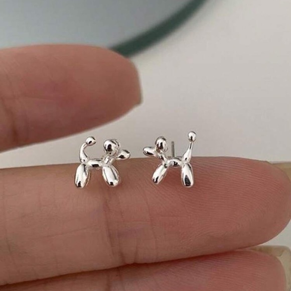 Sterling Silver Balloon Dog Earrings - Picture 3 of 6